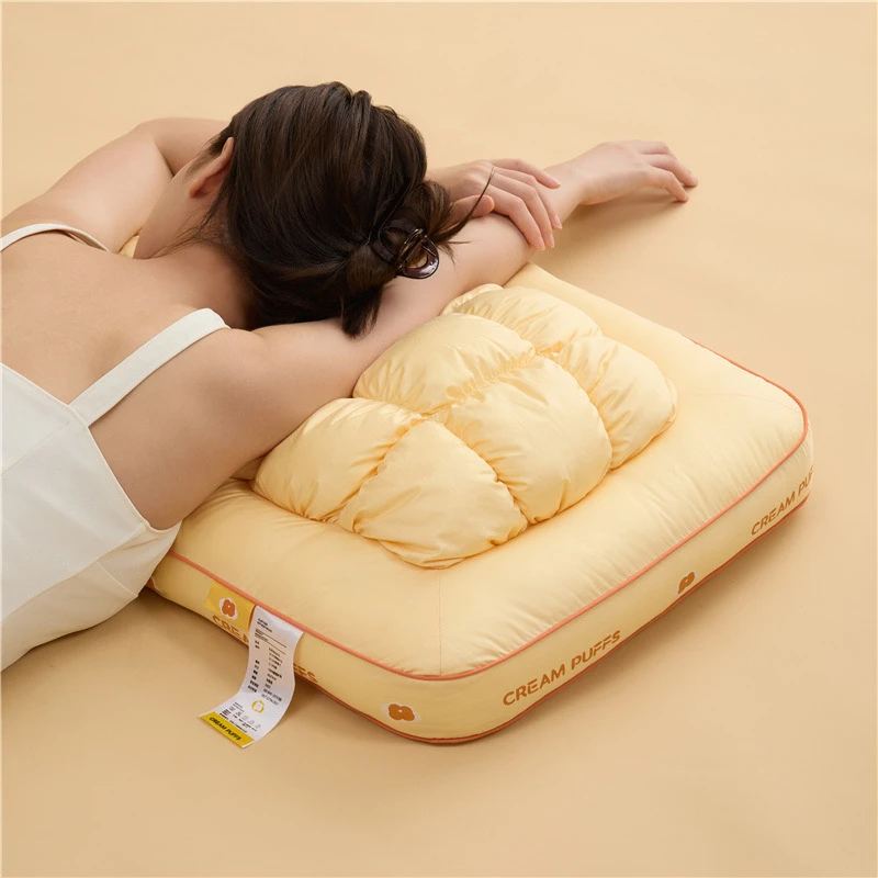 酒店亲肤奶芙泡泡面包枕网红菠萝包护颈单人趴睡枕芯定型颈椎枕头