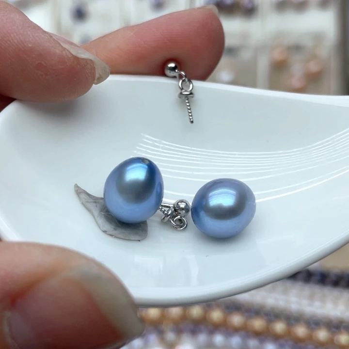 淡水珍珠耳饰银S925镶嵌