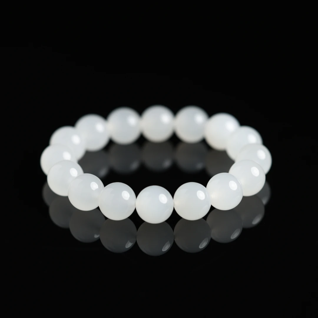 本真 | “大果冻”严选精品和田玉果冻冰底特细青海白玉11mm+素手串