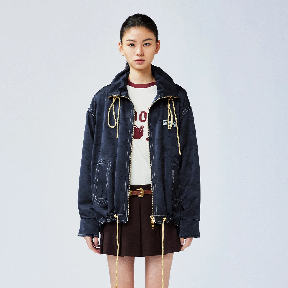 UOOYAA/乌丫2025春季新款「New Vintage」缎面提花夹克外套4140
