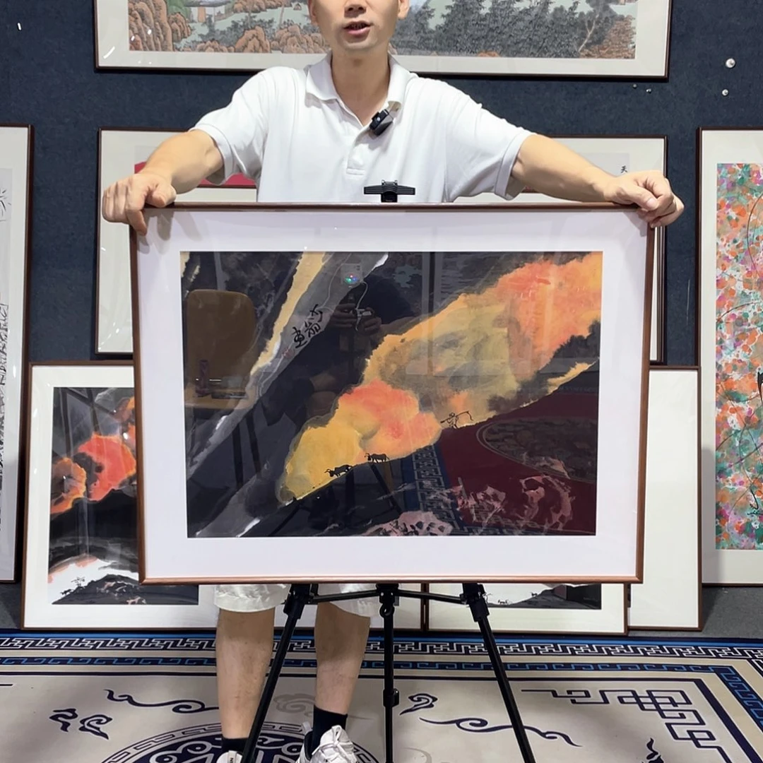 国画手绘画作品带框