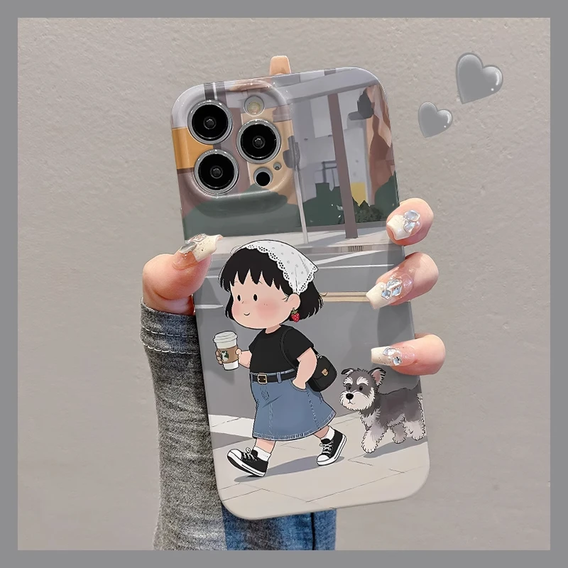 卡通咖啡丸子适用苹果16手机壳华为新款vivo简约小米15oppo菲林壳