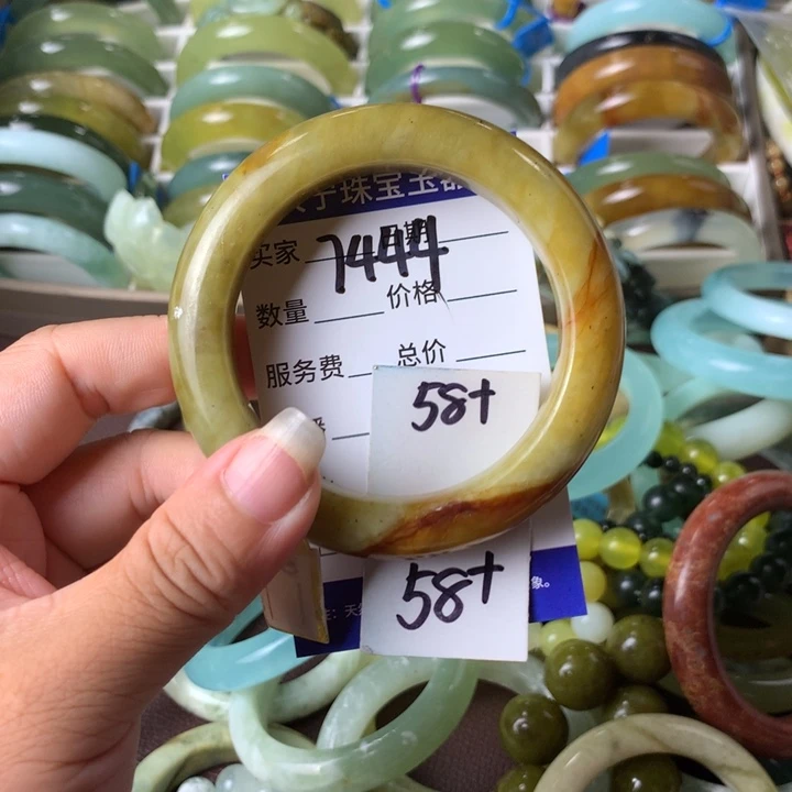 未镶嵌蛇纹石玉手镯7444