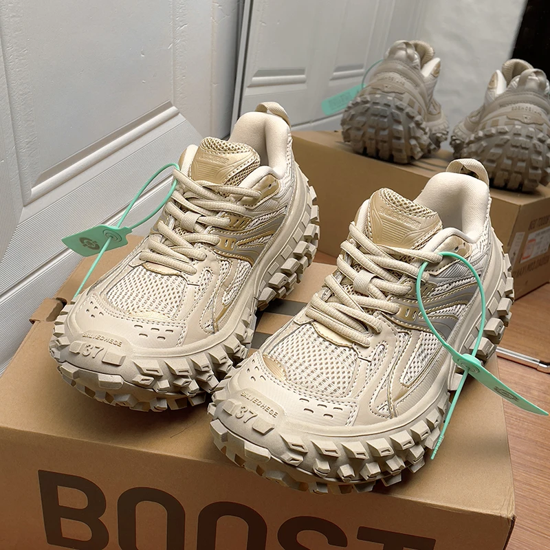 官网正品复古巴黎轮胎鞋榴莲底2025新款厚底增高炸街莆田男鞋女潮