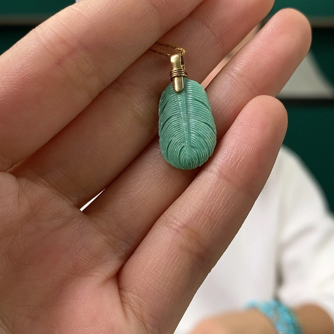 绿松石18K金镶嵌珠宝奇石