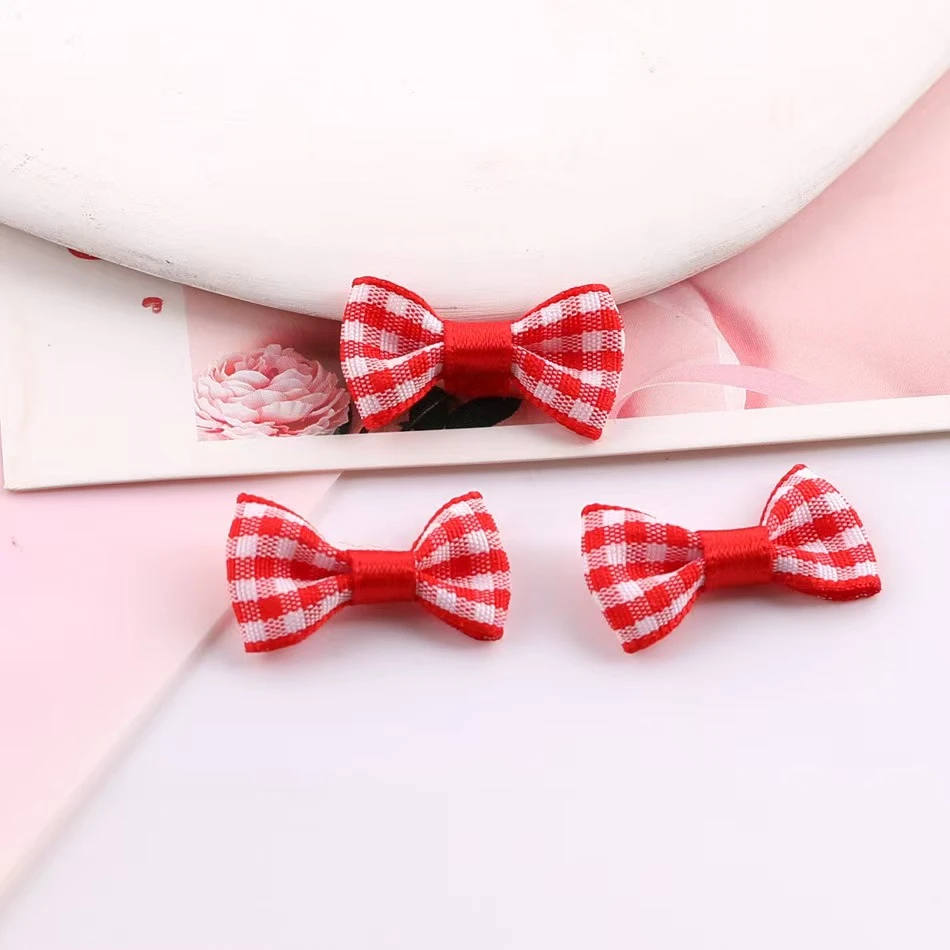 织带格子布艺蝴蝶结配饰手工diy发箍发夹饰品玩偶领结配件