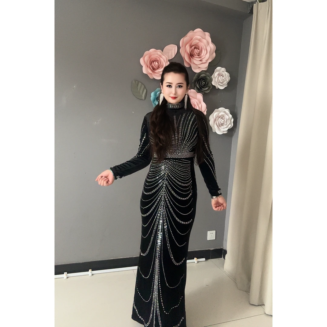 3588-2【迪娜包邮】秋季新款丝绒烫钻重工两件套套装