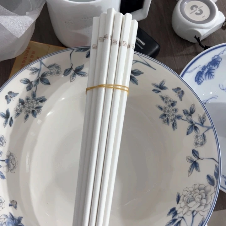 瓷简约金骨瓷筷子6双