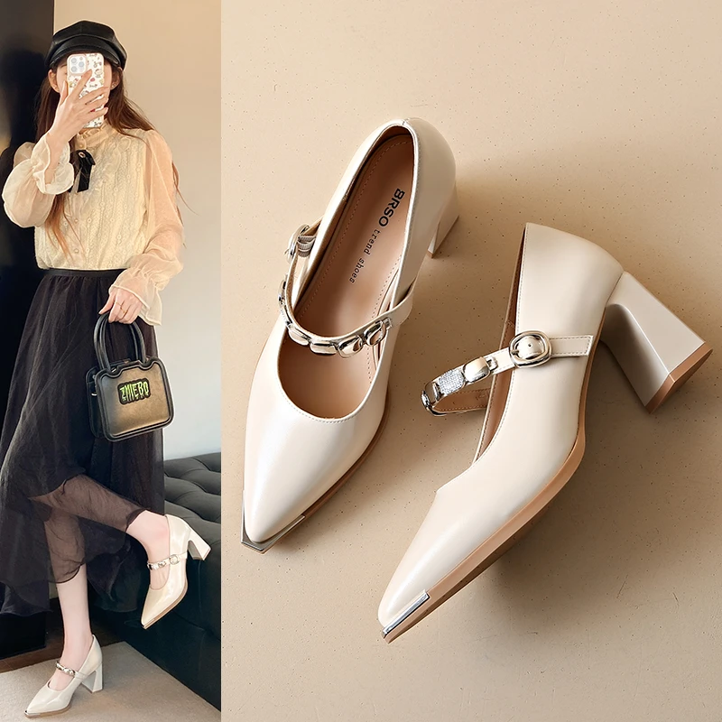 法式复古尖头玛丽珍鞋女2025新款秋季配裙子晚晚风温柔气质单鞋