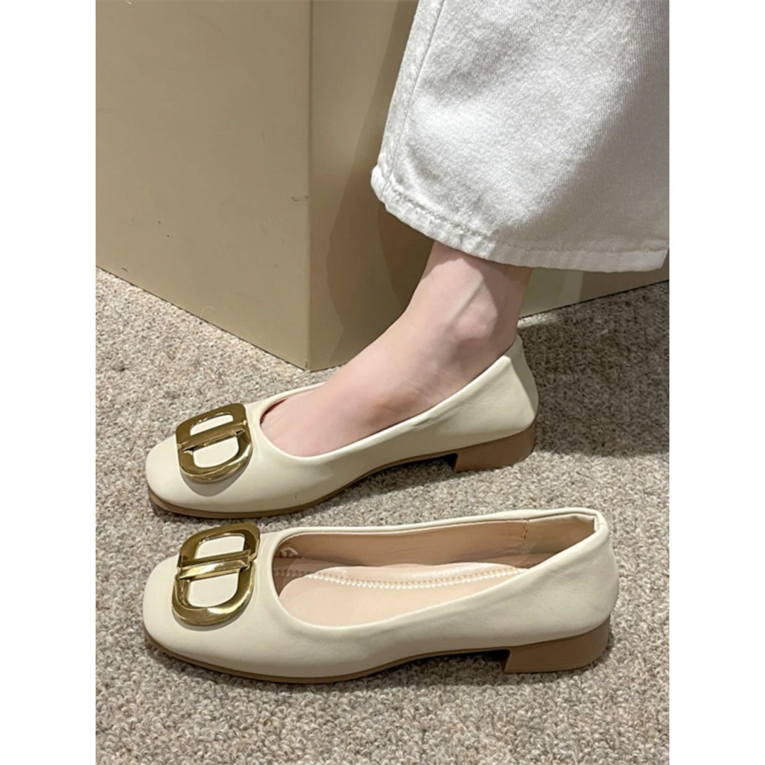 单鞋女法式温柔晚晚风新款夏季女士豆豆鞋通勤粗跟职业女鞋子