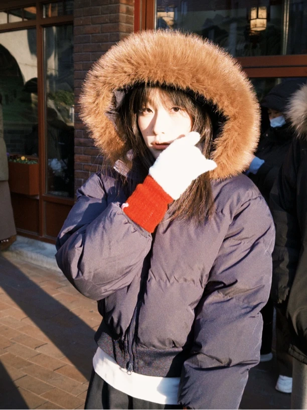 超大毛领可拆卸棉服外套氛围感十足美女必入