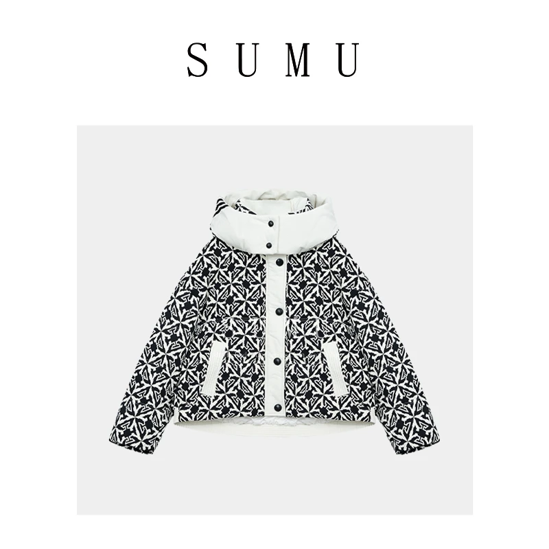 宿慕SUMU 拼色羽绒服 2-20冬季新款保暖休闲百搭外套238610