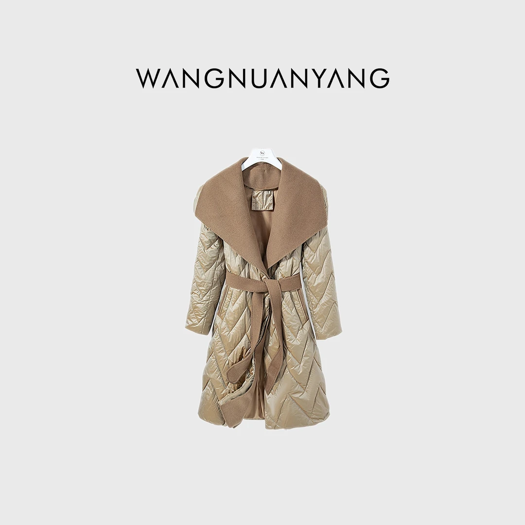 【WNY STUDIO】巧克力蛋糕｜时尚设计款拼接长款气质外套(59318)