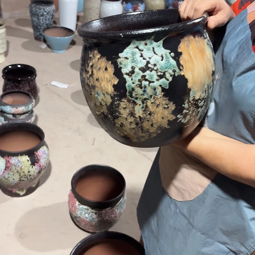 紫砂花盆口24高24