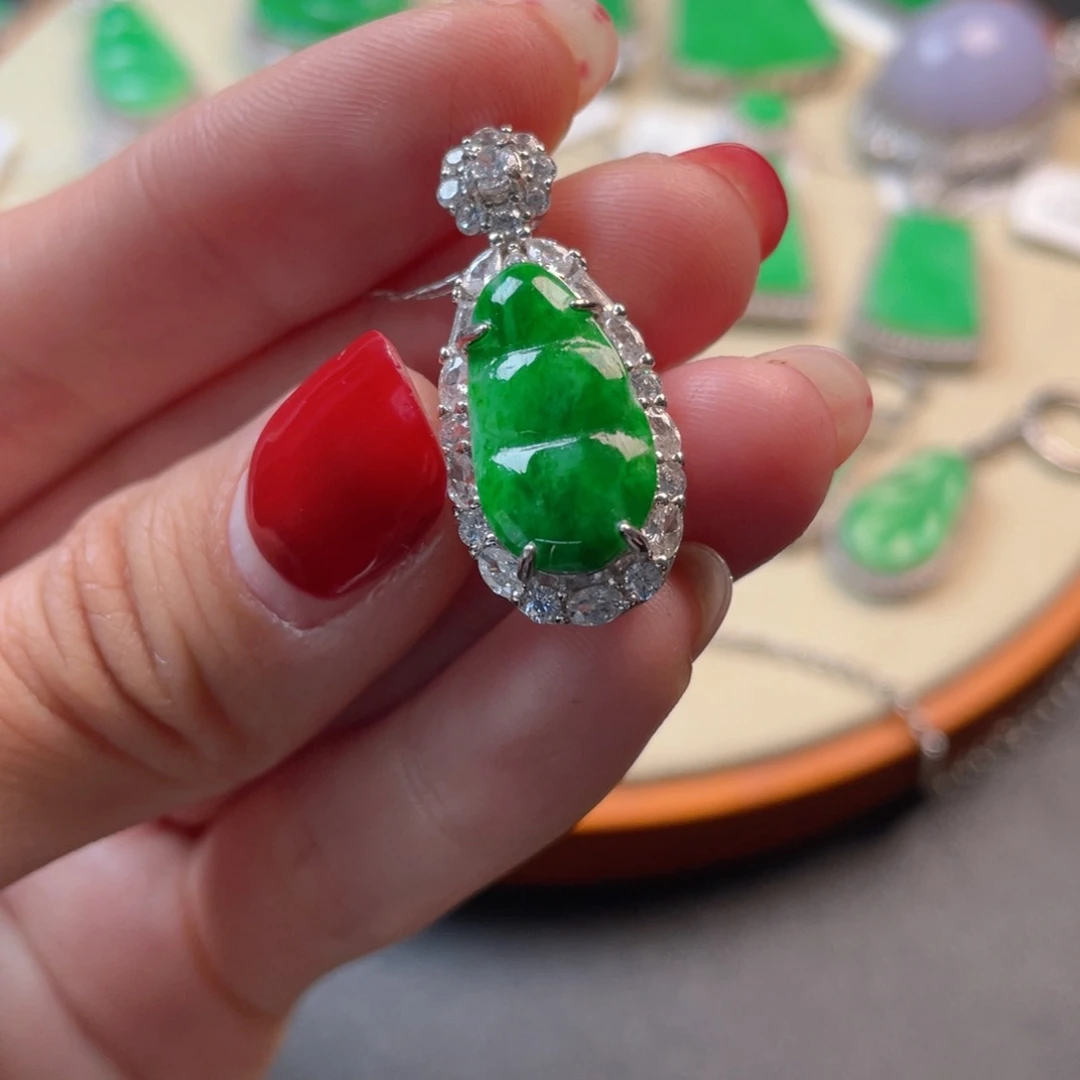 翡翠吊坠(不含链)银S925镶嵌