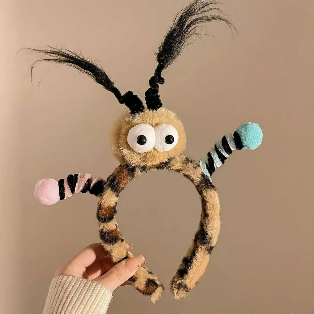 搞怪大眼睛扭扭棒毛绒发箍洗脸可爱发饰S