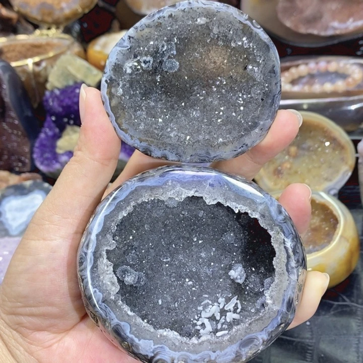 未镶嵌珠宝半成品紫晶奇石盆