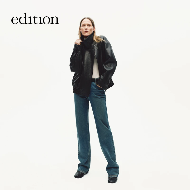 【商场同款】edition2025冬季新款骆驼绒直筒牛仔裤#EBE4JEN011