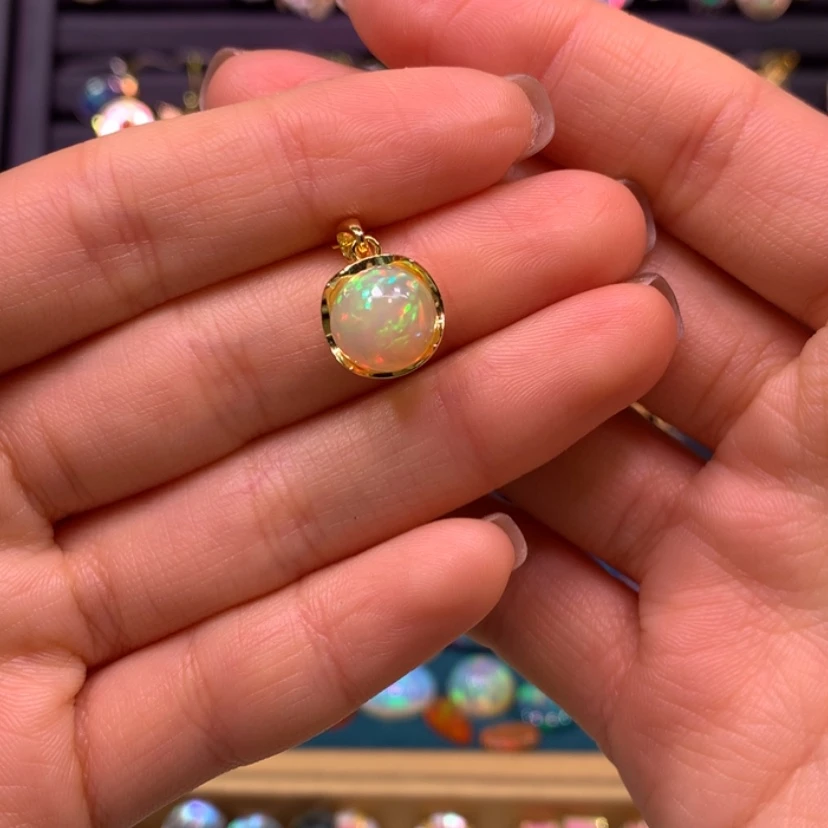 【闪购商品】欧泊  项链裸石定制不退不换银S925镀金镶嵌