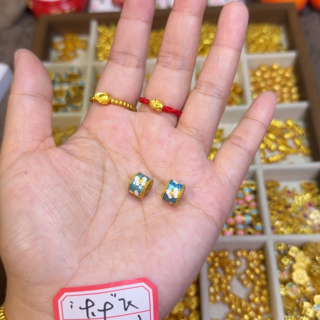 合金蓝色蝴蝶桶珠2个