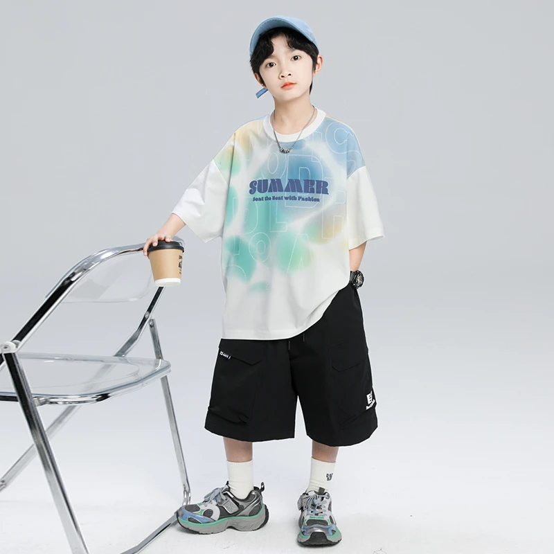 男童夏季套装2025新款短袖中大童夏款酷帅潮B5218