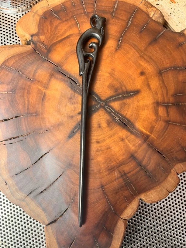 A16紫光檀手工簪发国风丹凤发簪百搭簪子复古