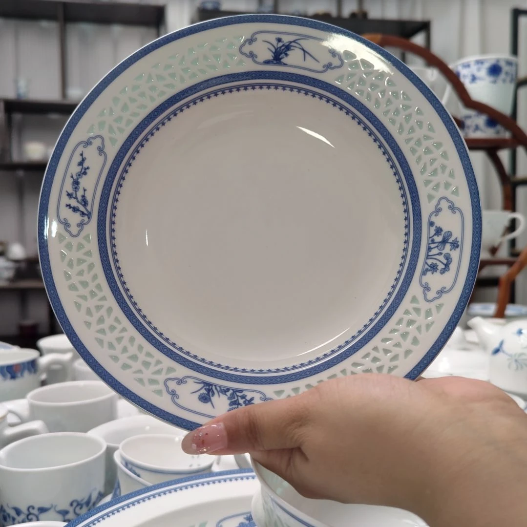 瓷四时吉祥8寸平盘两只装