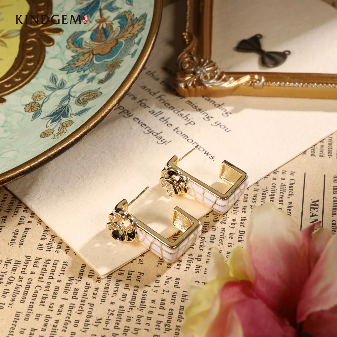 铜合金珐琅耳饰 法式个性设计轻奢小众耳环 AV161XIPC-28156