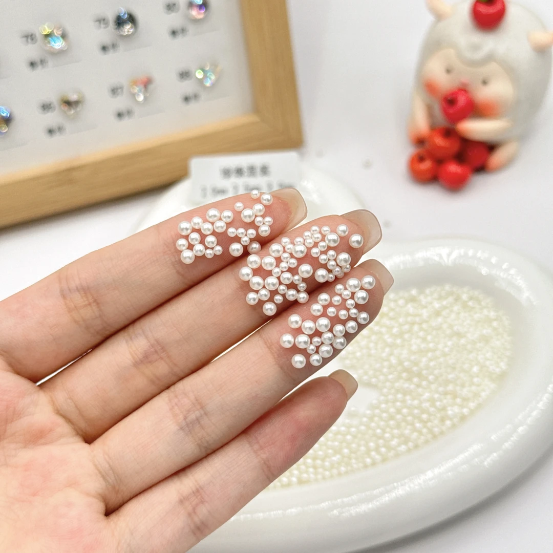 【珍珠大小混】 混装无孔纯圆高亮超闪美甲珍珠手工【2.0；2.5；3.0】