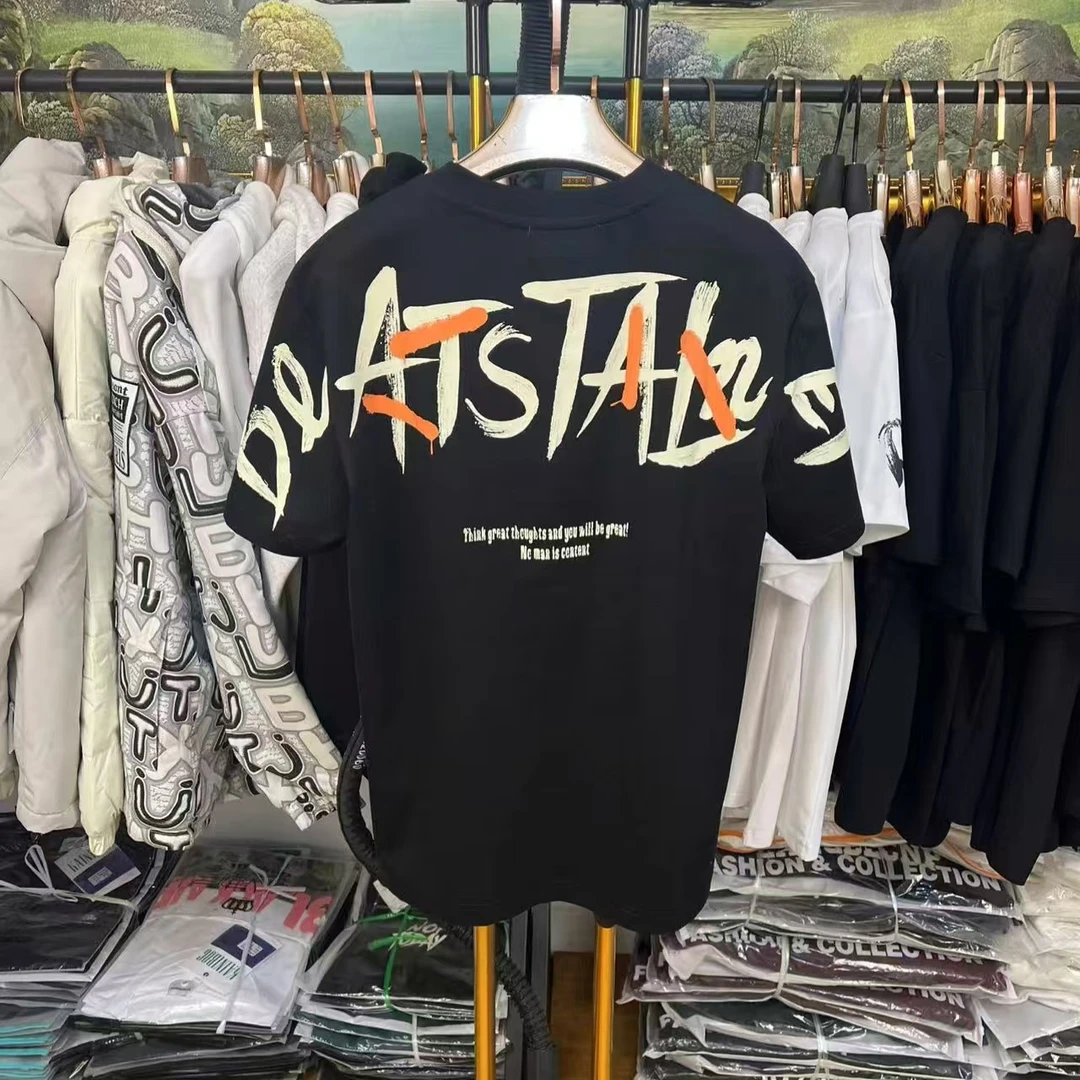 潮牌短袖t恤男士纯棉印花圆领ins潮流休闲半袖男装体恤衫时尚情侣