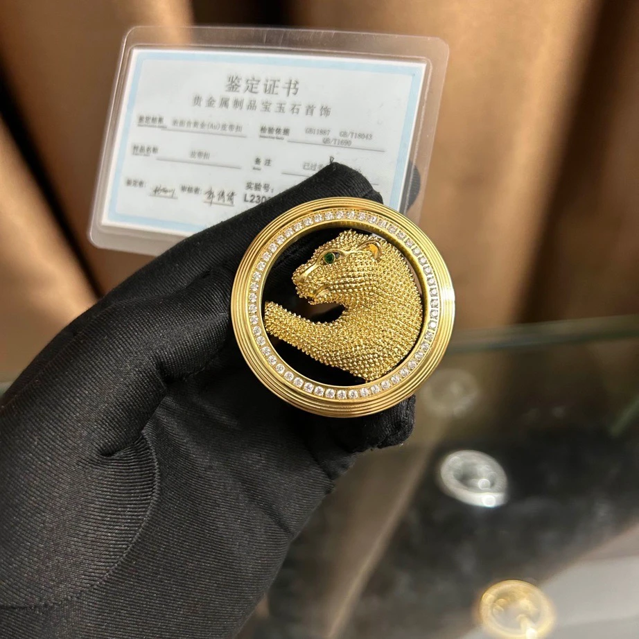 史蒂芬24K镀金皮带扣头豹子头3.8男士腰带扣3.5替换扣3.4配件无皮