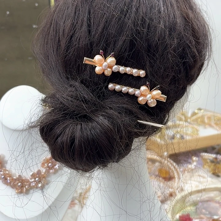 淡水珍珠发饰银S925镶嵌