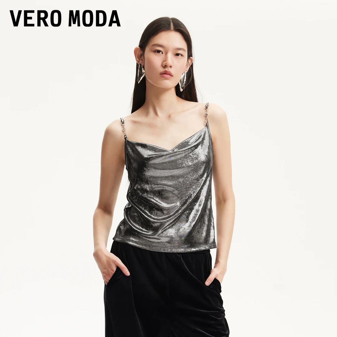 Vero Moda吊带2025金属链条装饰荡领洋气小众炸街高级感女装百搭
