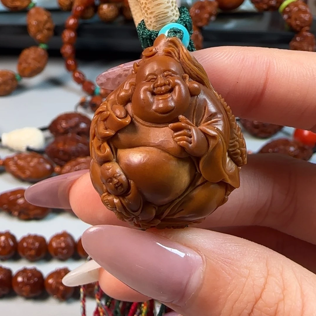 手串橄榄核水晶核童子弥勒单籽