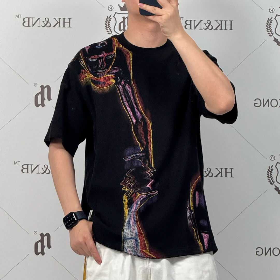 HK&NB x AI科技系 夏季百搭休闲情侣潮流机器人物印花艺术短袖T恤