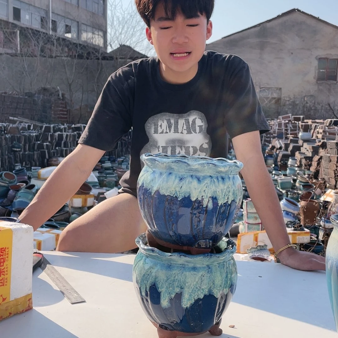 宜兴紫砂粗陶花盆