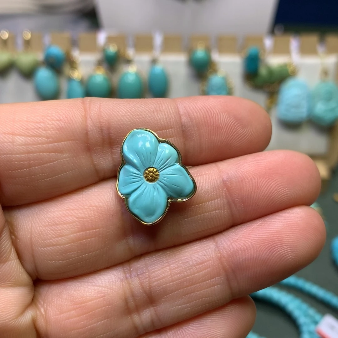 绿松石卡子18K金镶嵌