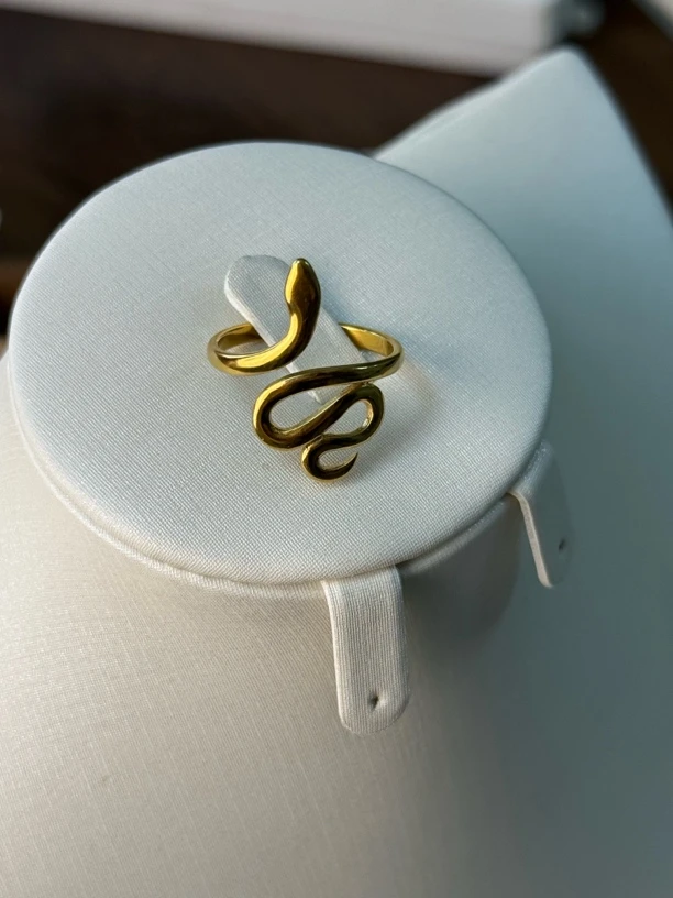 铜合金戒指 D&K 灵蛇缠绕戒指生肖属蛇本命年亮面光面蛇形