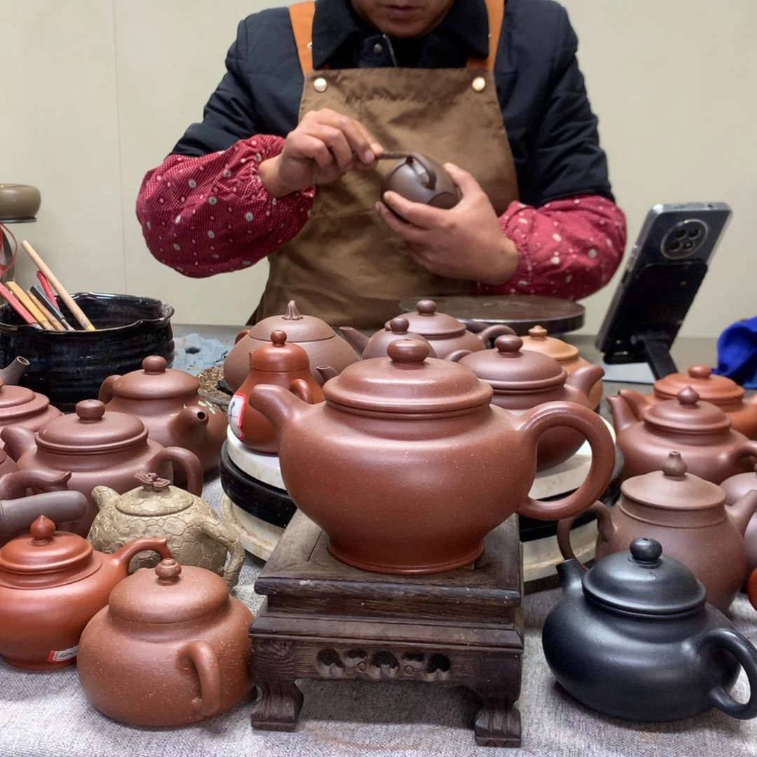 紫泥茶壶红降坡掇只350 C半手工制作