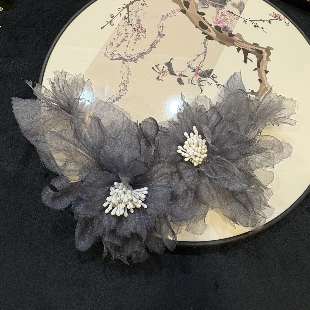 云鬓花古风饰品古装发饰仙气飘飘发夹 灰烟雪蕊（孤品汉服发冠B175