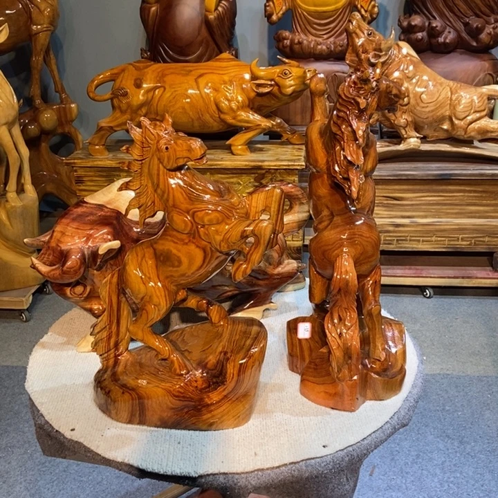 难***^香樟木香樟木马摆件一个广东