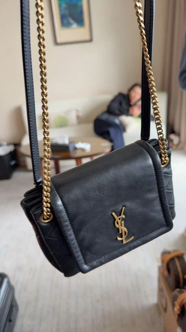 99新 YSL/圣罗兰 洛丽塔黑金单肩斜挎包/99新