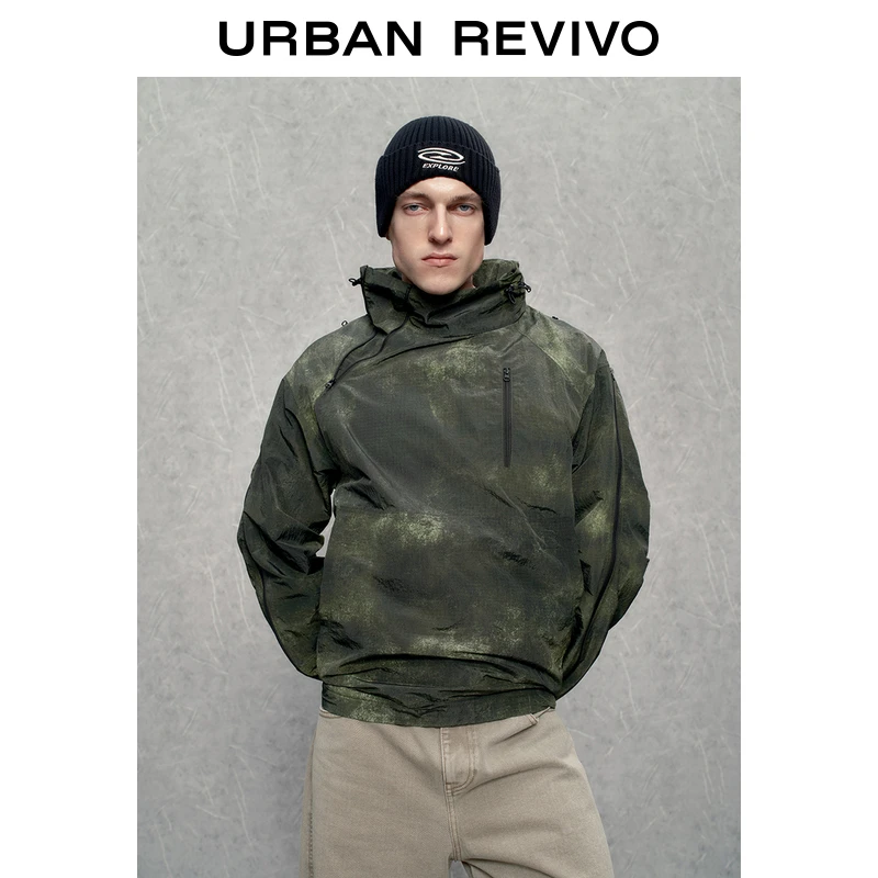 UR2025秋季新款男装潮流美式休闲撞色印花罩衫衬衫UMN250004