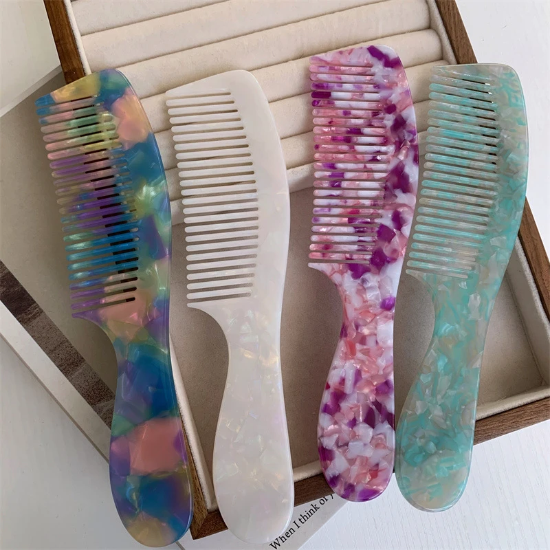 【SY30001】19.5cm密齿醋酸发梳多色纹理长发梳子文艺复古