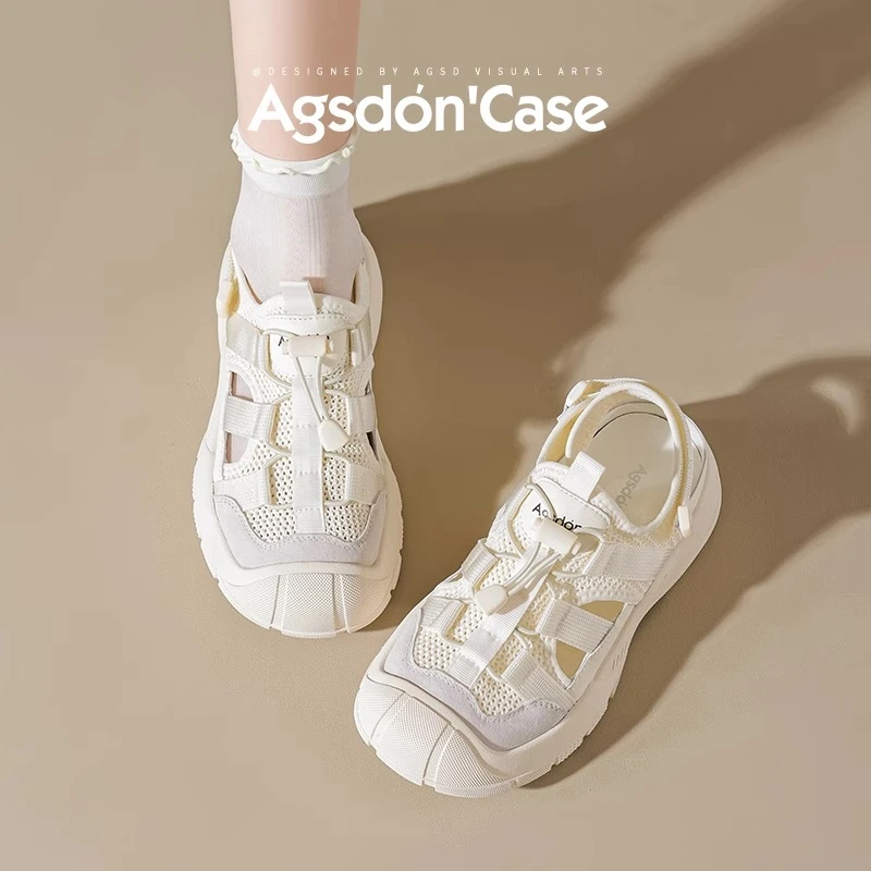 奥古狮登运动凉鞋女2025新款夏季厚底镂空透气户外休闲登山溯溪鞋