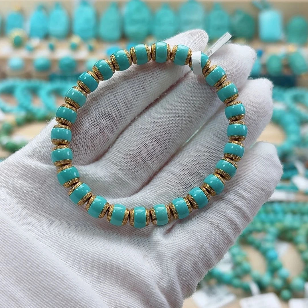 绿松石18K金镶嵌珠宝奇石