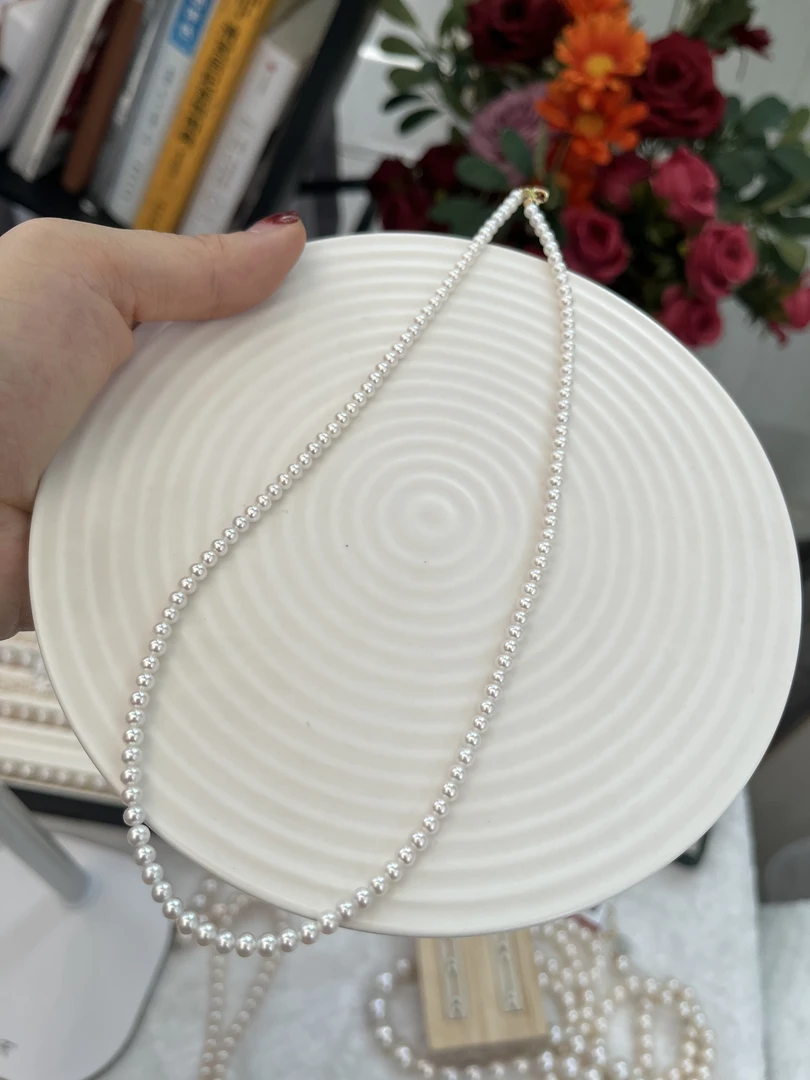 湖畔之梦珠宝3-4mm淡水珍珠小米链18K金