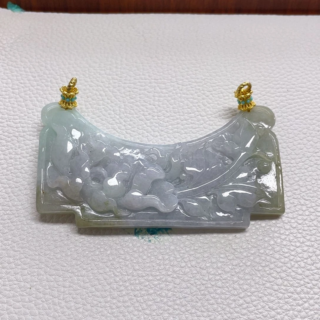 翡翠未镶嵌颈饰老料富贵花吊坠