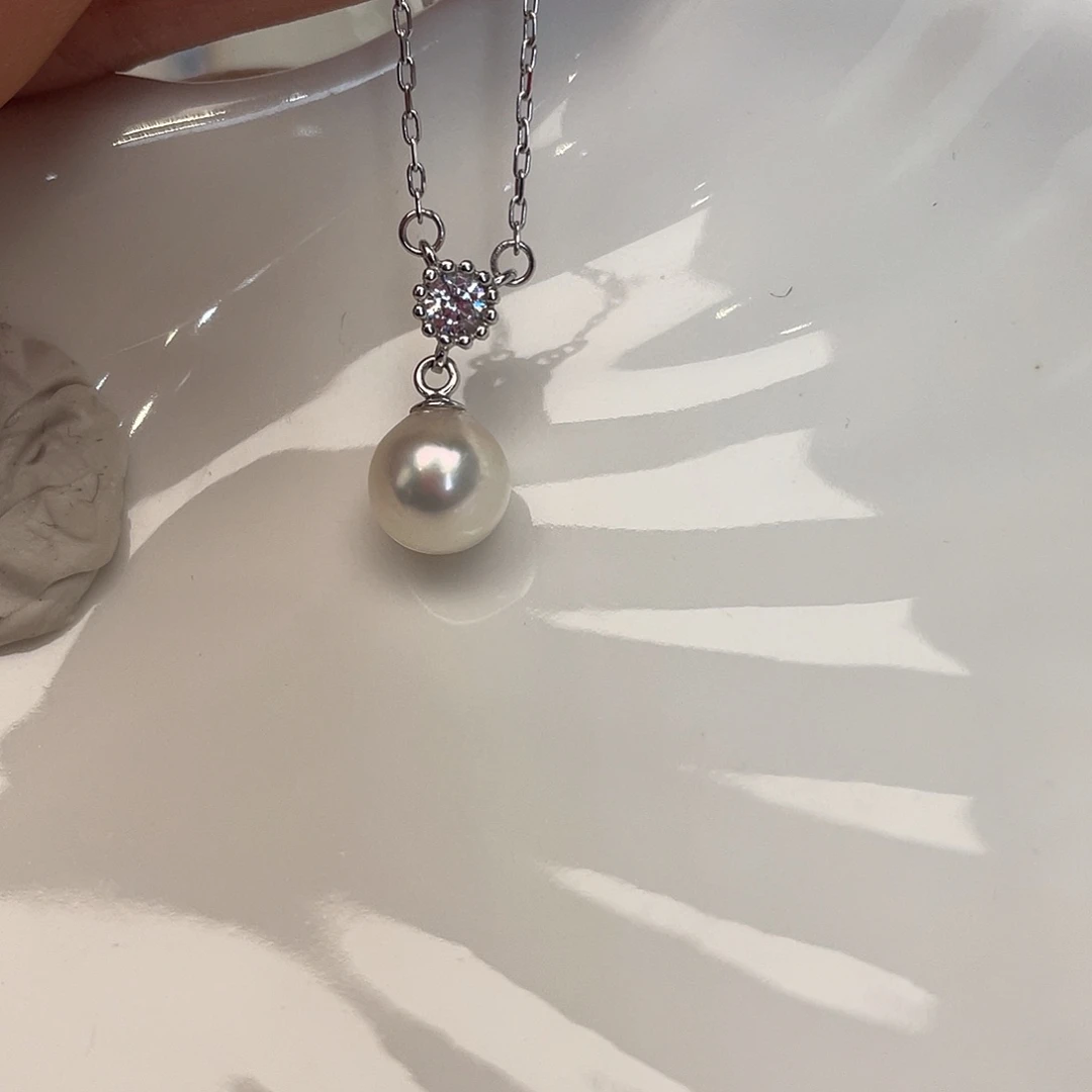 项链银S925镶嵌海水珍珠