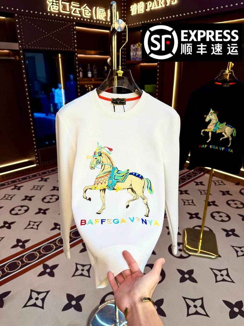 【顺丰包邮】春季新款刺绣圆领长袖男士宽松百搭潮流卫衣【8615】